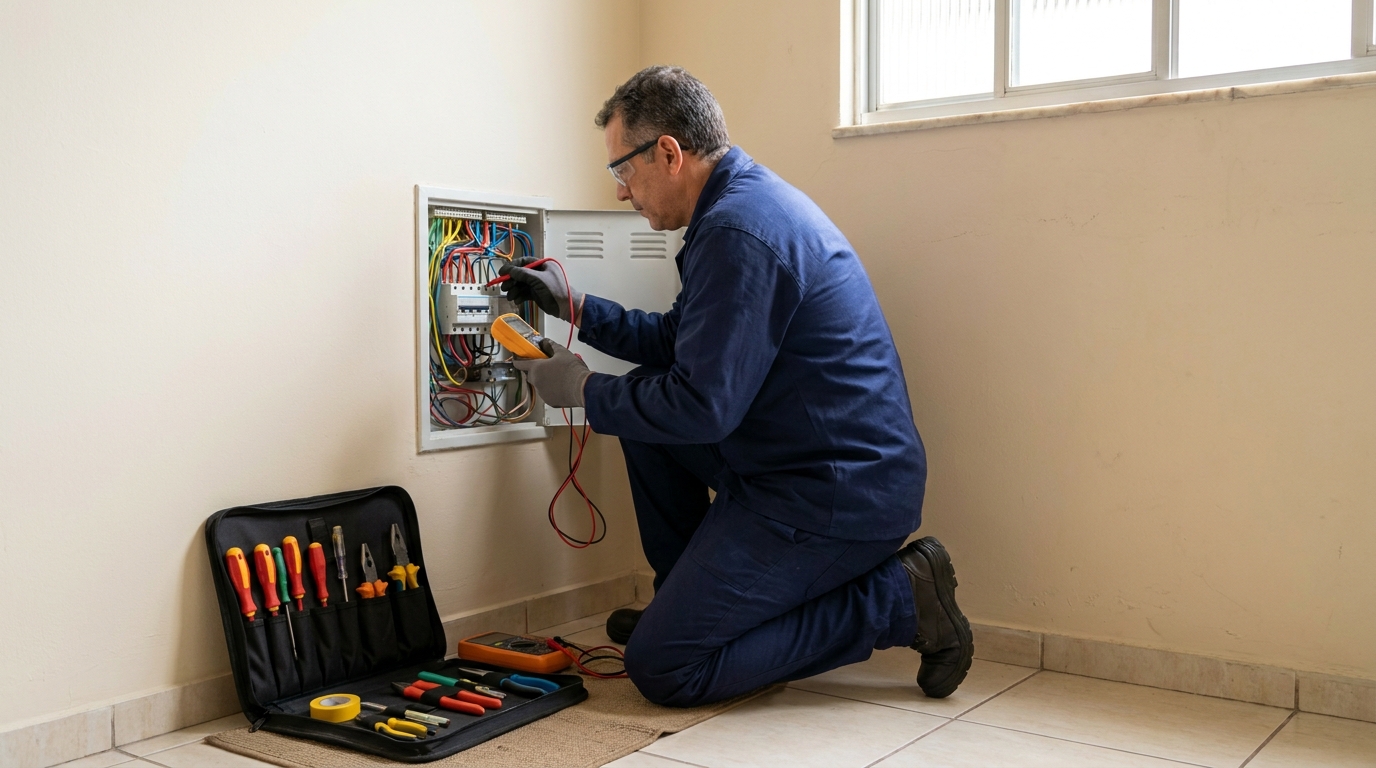 Eletricista atendendo em residência em Salvador‑BA