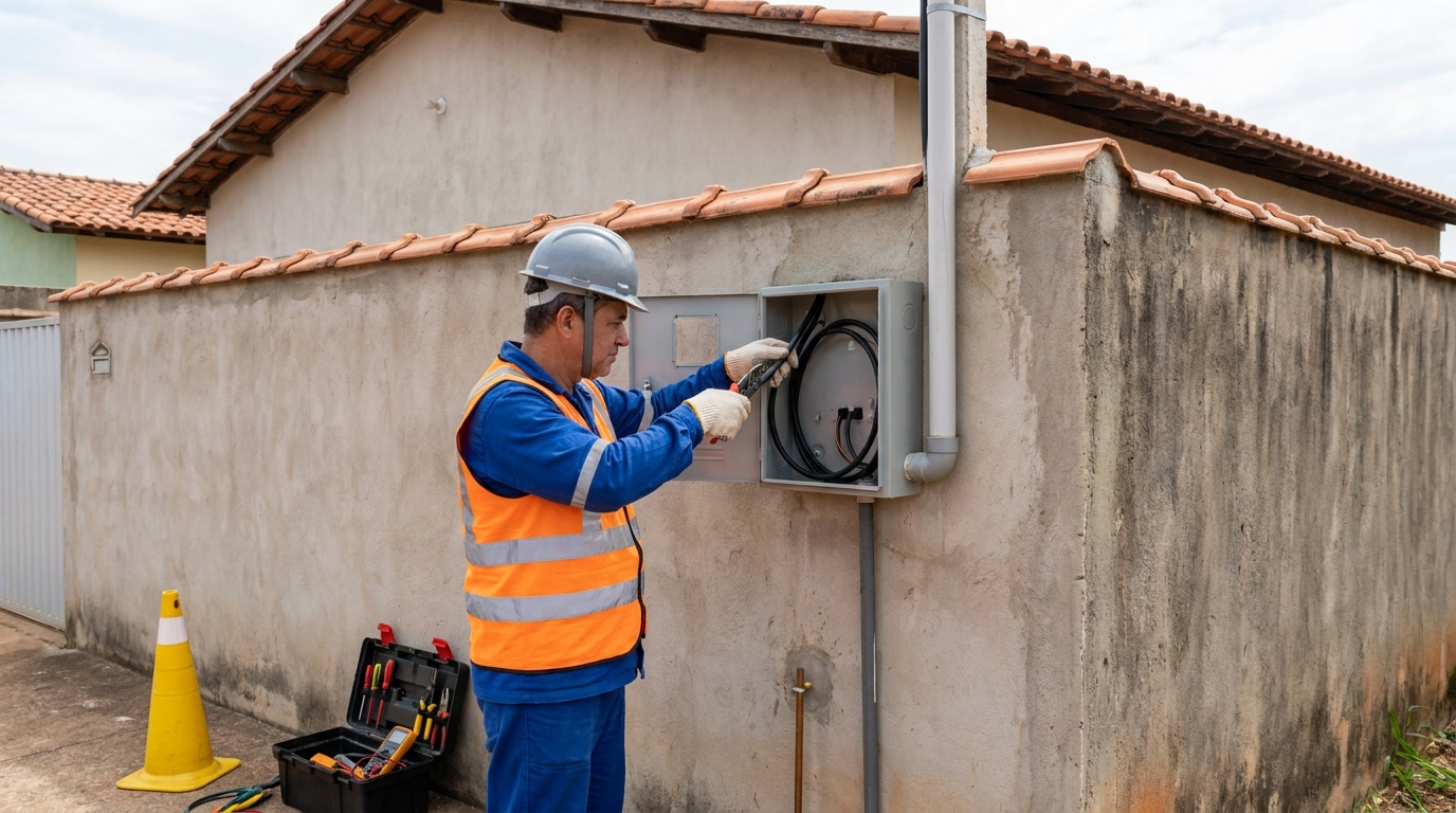 Instalação de padrão de energia profissional em Salvador‑BA